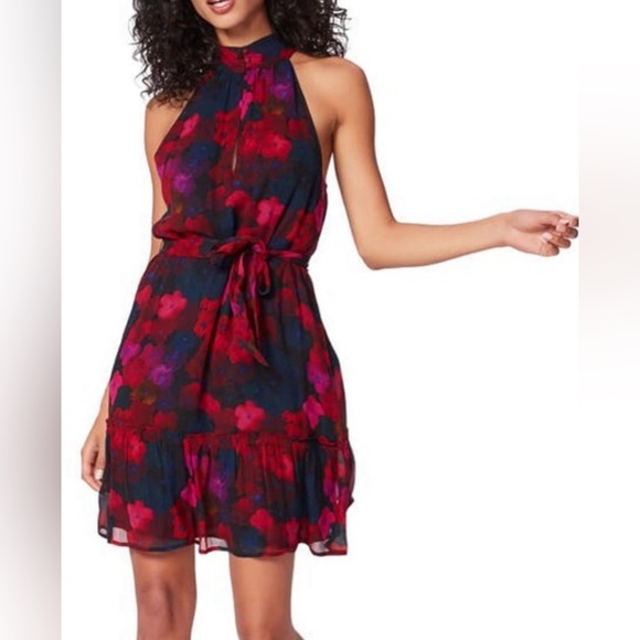 PAIGE Dresses & Skirts - NWT Paige Sleeveless Cayman Floral Silk Halter Neck A-line Swing Mini Dress TB5